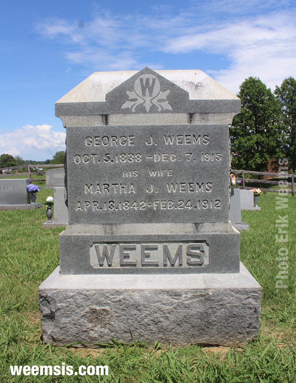 George Weems Gravestone marker at Weems Chapel in Tennessee