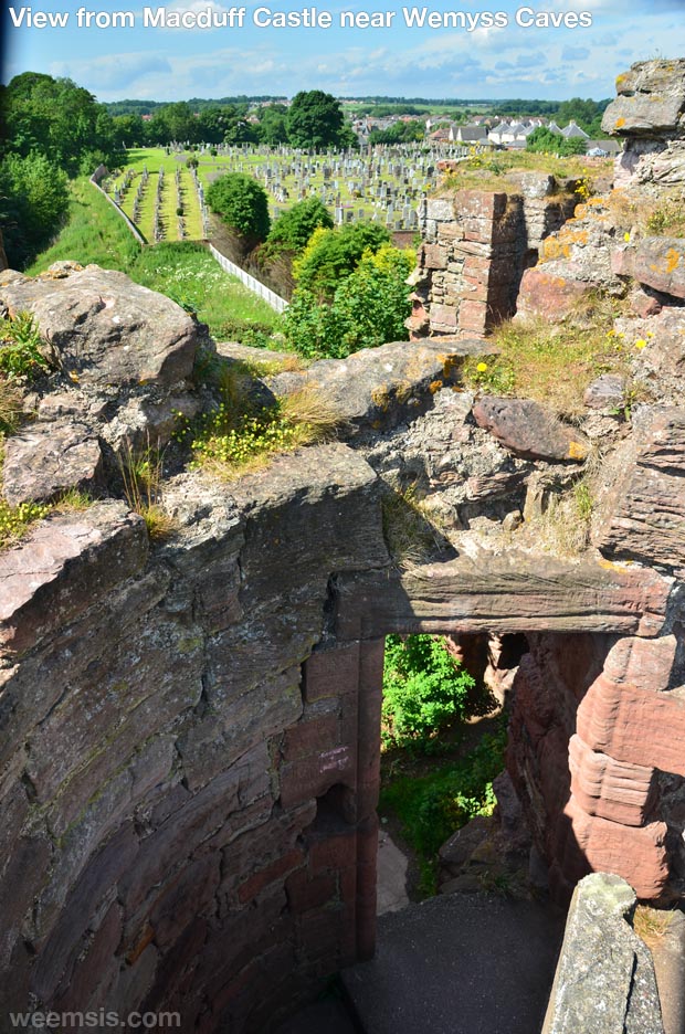 View of the area around Macduff Castle by the Wemyss Caves in Scotland